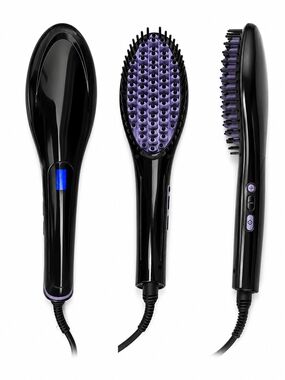 Black and Purple Heated Straightening Brush - Women Hair